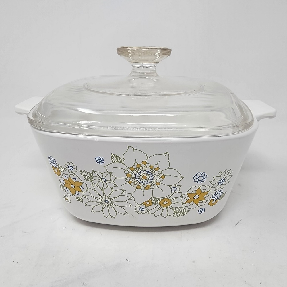 Vintage CorningWare Floral Bouquet Casserole Dish 1 3/4 QT P-1 3/4-B With Lid